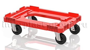 Тележка пластиковая с отверстием без тормозов усиленная красная в Норильске