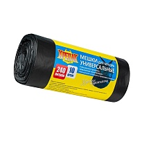 Мешки для мусора 240 л, черные, в рулоне 10 шт., ПНД 40 мкм, 1250х1000 мм, Крепак, 4607075710153 в Норильске