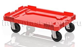Тележка пластиковая сплошная без тормозов усиленная красная в Норильске