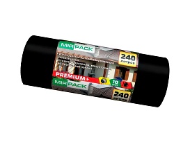 Мешки для мусора 240 л, ароматизированные, черные, в рулоне 10 шт., ПВД 45 мкм, 1300х930 мм, PREMIUM+, 24010830 в Норильске