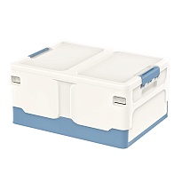 Ящик пластиковый складной белый, дно синее, 480х360х240 мм в Норильске Ящик пластиковый складной белый, дно синее, 480х360х240 мм в Норильске