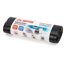 Мешки для мусора 60 л, черные, в рулоне 20 шт., ПНД, 10 мкм, 700х600 мм, LAIMA, 601381 в Норильске