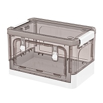 Ящик пластиковый складной прозрачный коричневый, дно белое, 360х235х230 мм, с колесиками в Норильске Ящик пластиковый складной прозрачный коричневый, дно белое, 360х235х230 мм, с колесиками в Норильске