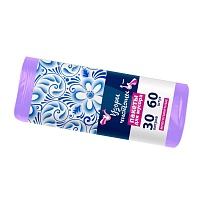 Мешки для мусора 30 л, сиреневые, в рулоне 60 шт., ПНД, 6 мкм, 560х480 мм, Узоры Чистоты, МУ4251 (МН 30-60сир) в Норильске