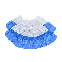 Бахилы бело-синие 1000 шт (500 пар), 48 мкм, двойная подошва, с одной резинкой, Эконом+ в Норильске Бахилы бело-синие 1000 шт (500 пар), 48 мкм, двойная подошва, с одной резинкой, Эконом+ в Норильске