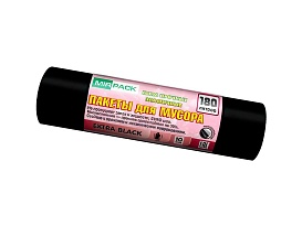 Мешки для мусора 180 л, ароматизированные, черные, в рулоне 10 шт., ПВД, 50 мкм, 1100х930 мм, EXTRA black, 18008301 в Норильске