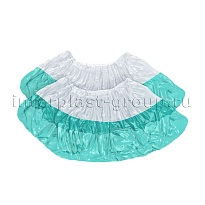 Бахилы бело-бирюзовые 1000 шт (500 пар), 48 мкм, двойная подошва, с одной резинкой, Эконом+ в Норильске