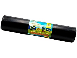 Мешки для мусора 200 л, ароматизированные, черные, в рулоне 10 шт., ПВД, 100 мкм, 1200х800 мм, Добрыня, Dob20010black в Норильске