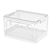 Ящик пластиковый складной прозрачный, дно белое, 490х360х280 мм, с колесиками в Норильске Ящик пластиковый складной прозрачный, дно белое, 490х360х280 мм, с колесиками в Норильске