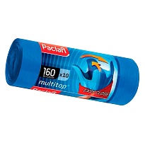 Мешки для мусора 160 л, с ушками, синие, в рулоне 10 шт., ПВД, 30 мкм, 1250х900 мм, PACLAN Multitop, 604064 в Норильске