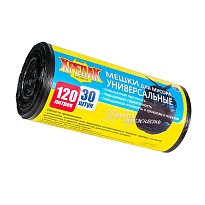Мешки для мусора 120 л, черные, в рулоне 30 шт., ПНД, 15 мкм, 1100х700 мм, Крепак, 4607075710122 в Норильске