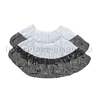 Бахилы бело-черные 1000 шт (500 пар), 48 мкм, двойная подошва, с одной резинкой, Эконом+ в Норильске