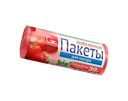 Мешки для мусора 30 л, ароматизированные, Клубника, красные, в рулоне 20 шт., ПНД, 9 мкм, 560х530 мм, GRIFON Aroma, 101-020 K в Норильске