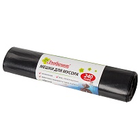 Мешки для мусора 240 л, черные, в рулоне 5 шт., ПВД 30 мкм, 1300х900 мм, Любаша, 605338 в Норильске Мешки для мусора 240 л, черные, в рулоне 5 шт., ПВД 30 мкм, 1300х900 мм, Любаша, 605338 в Норильске