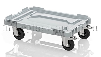 Тележка пластиковая сплошная 2 колеса с тормозом усиленная серая в Норильске
