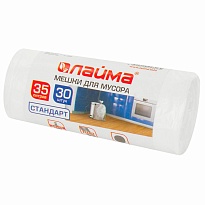 Мешки для мусора 35 л, белые, в рулоне 30 шт., ПНД, 6 мкм, 550х480 мм, LAIMA, 605538 в Норильске