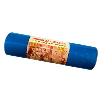 Мешки для мусора 100 л, с завязками, синие, в рулоне 10 шт., ПВД, 40 мкм, 840х670 мм, Концепция Быта Vitalux, 604933 в Норильске